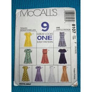 McCalls 8107 Sewing pattern Dress fit and flare midi maxi size 16 18 20